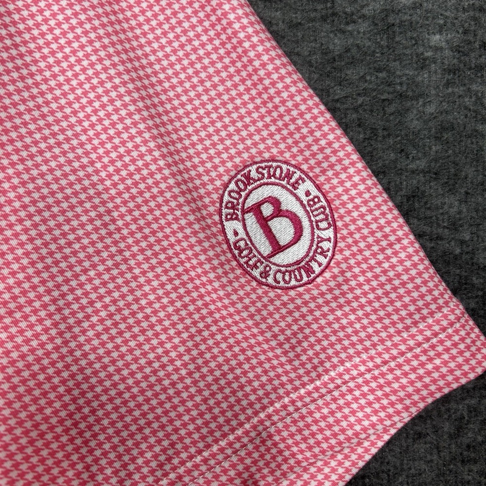 FootJoy Golf Polo Shirt Mens Large Pink White Houndstooth Brookstone Golf‎ & CC - Picture 6 of 12